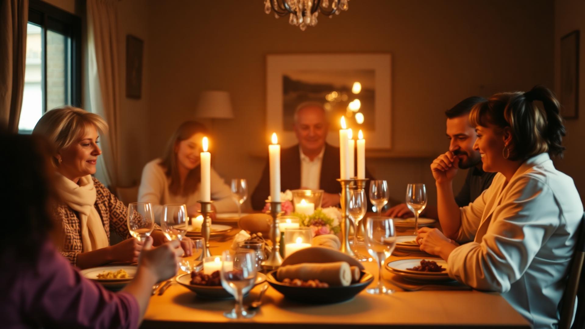 A family Shabbat table